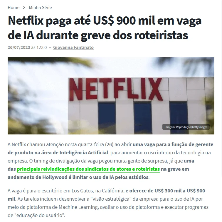 Materia sobre a netflix e como a Inteligência Artificial em RPGs pode ser a resposta.